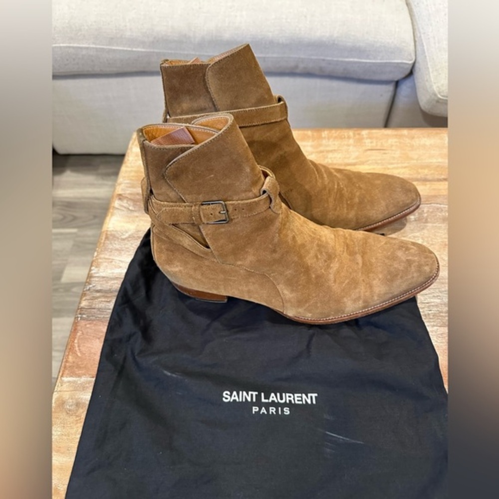 Saint Laurent Wyatt Suede Ankle Boots Size 43